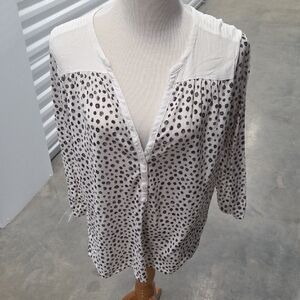 H&M Cream Blouse with Black Dot Print